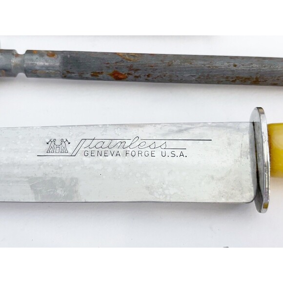 Vintage Geneva Forge Carving Knife Set Bakelight Handles - Picture 3 of 9